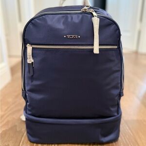 Tumi Baxley Navy  Backpack with Silver Hardware Bottom compartment F 15” laptop